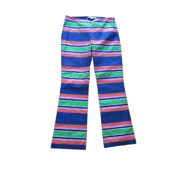 New w Tags, Trina Turk Stripe Cotton Flare Crop Pants Size 2 - Picture 2 of 6
